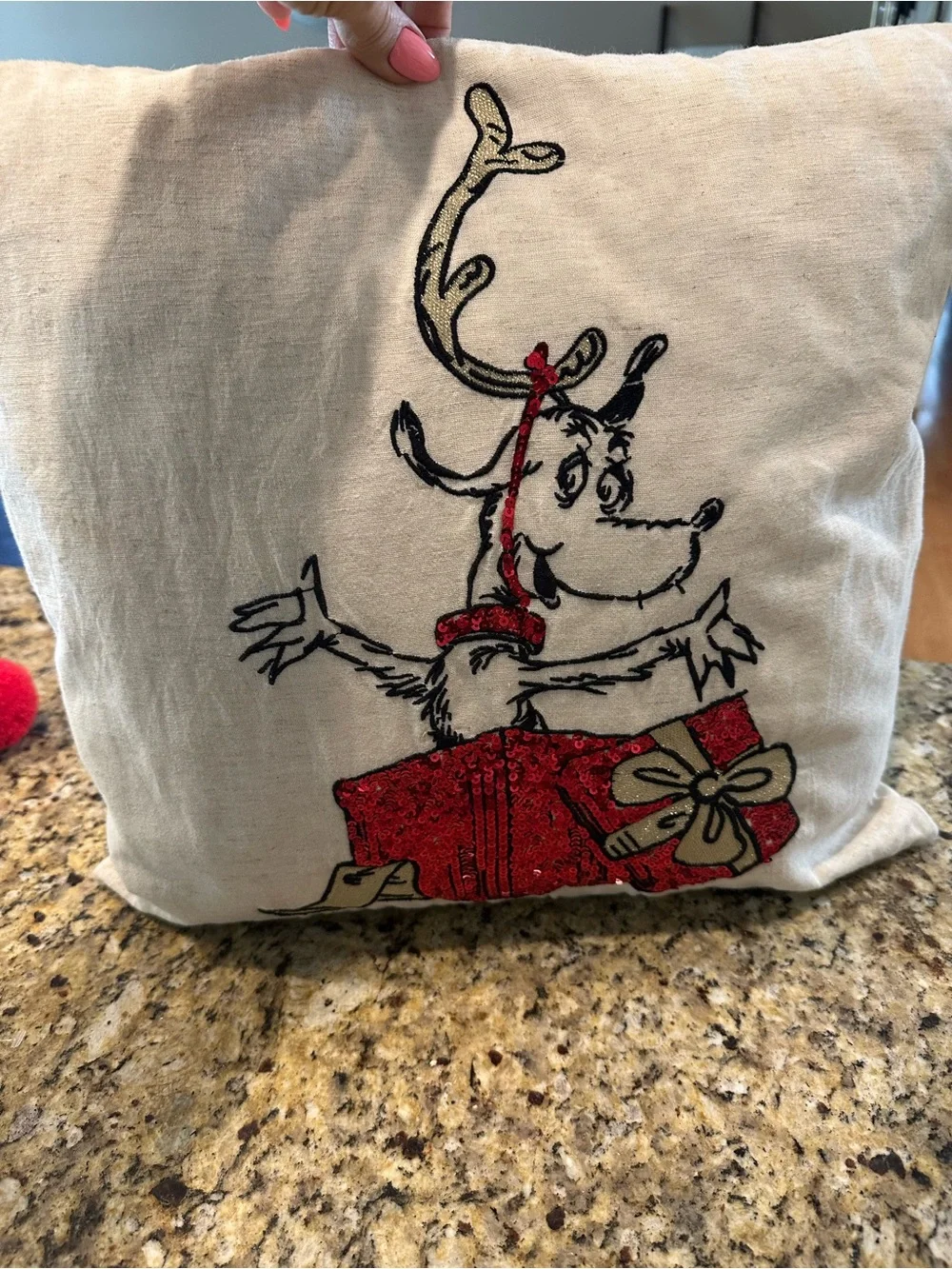 POTTERY BARN TEEN GRINCH MAX SEQUIN PILLOW COVER